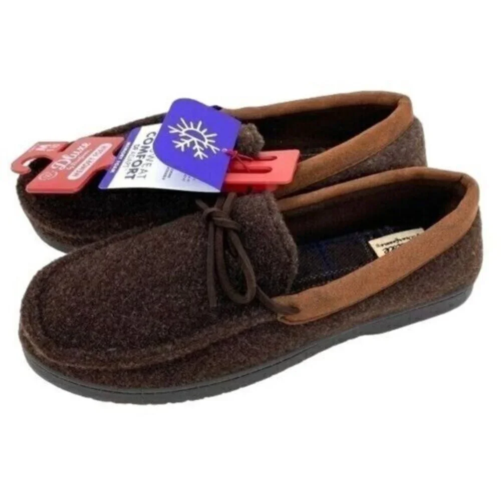 Dluxe by Dearforms Men's Moccasin Slippers Jacoby Memory Foam House Shoes New